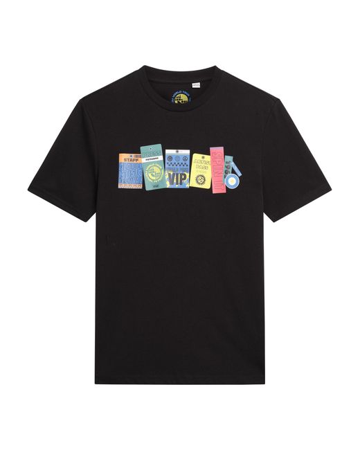 Ben Sherman Multicolor Short Sleeve Festival Pass Tshirt In Black for men