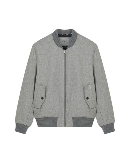 Ben Sherman Gray Wool Melange Bomber In Grey for men