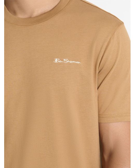 Ben Sherman Blue Chest Embroidery Tee In Camel for men