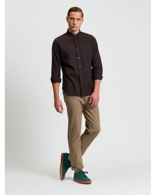 Ben Sherman Black Long Sleeve Signature Oxford Shirt In for men