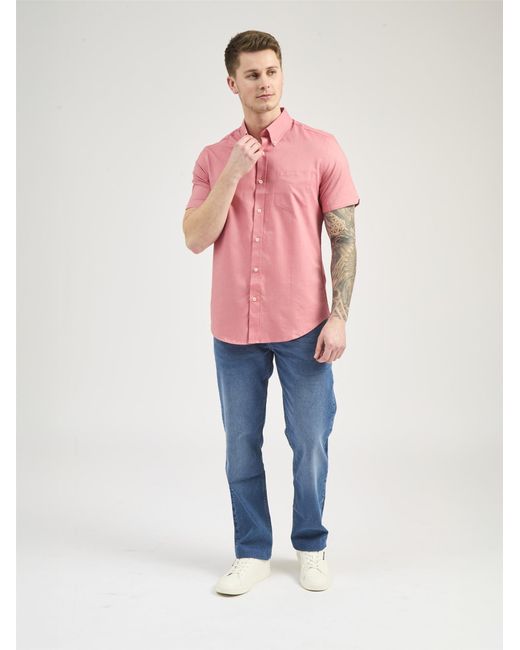 Ben Sherman Red Short Sleeve Oxford Shirt In Raspberry for men