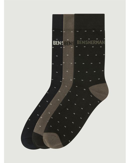 Ben Sherman Black 3 Pack Spot Socks In Assorted for men