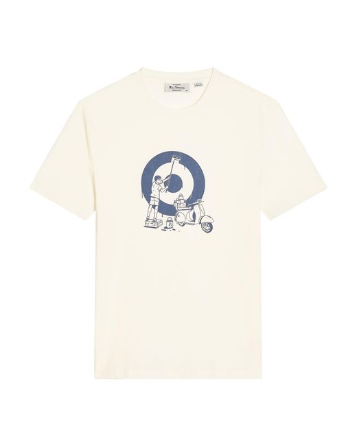 Ben Sherman White Short Sleeve Rascal Target Tshirt In Ivory for men