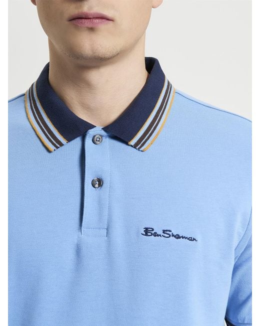 Ben Sherman Blue House Collar Logo Polo for men