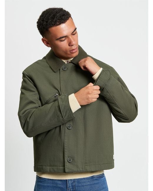 Ben Sherman Blue Wadded Flight Jacket In Khaki for men