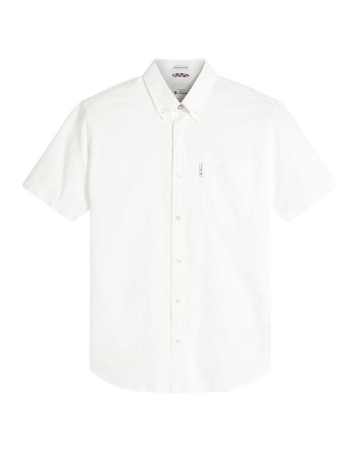 Ben Sherman White Short Sleeve Signature Oxford Shirt In for men