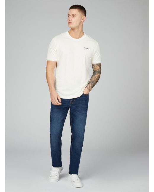 Ben Sherman White Chest Embroidery Tee for men