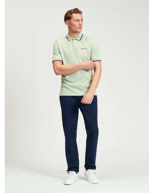 Ben Sherman Blue Short Sleeve Signature Pique Polo In Pistachio for men