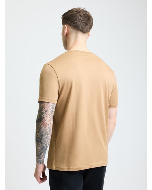 Ben Sherman Blue Embroidered Logo Tee In Biscuit for men