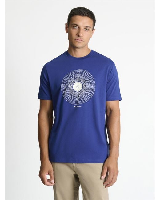 Ben Sherman Sound Waves Record Tee In Persian Blue for men