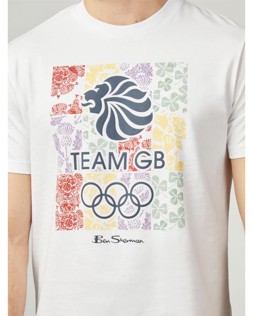 Ben Sherman White Team Gb All Nations Graphic Tee for men