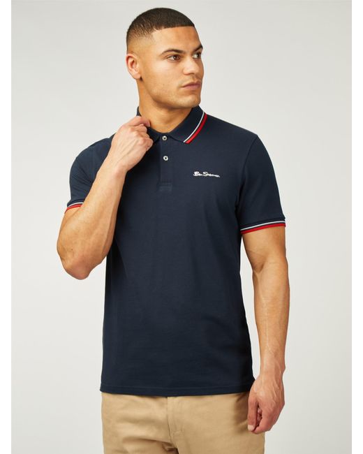 Ben Sherman Blue Signature Pique Polo for men