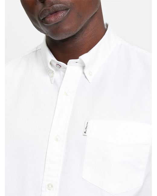 Ben Sherman White Short Sleeve Signature Oxford Shirt In for men