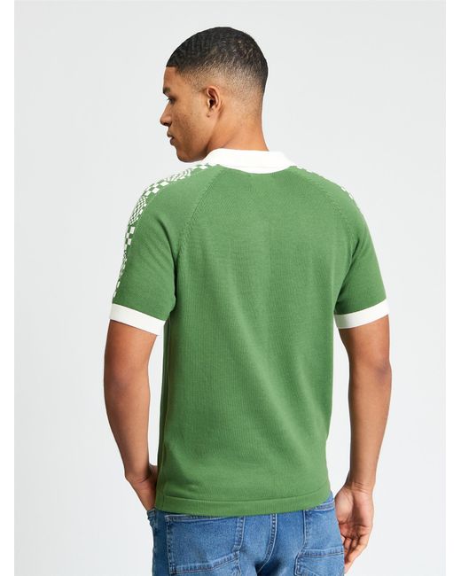 Ben Sherman Short Sleeve Retro Sport Open Neck Knitted Polo In Fraser Green for men