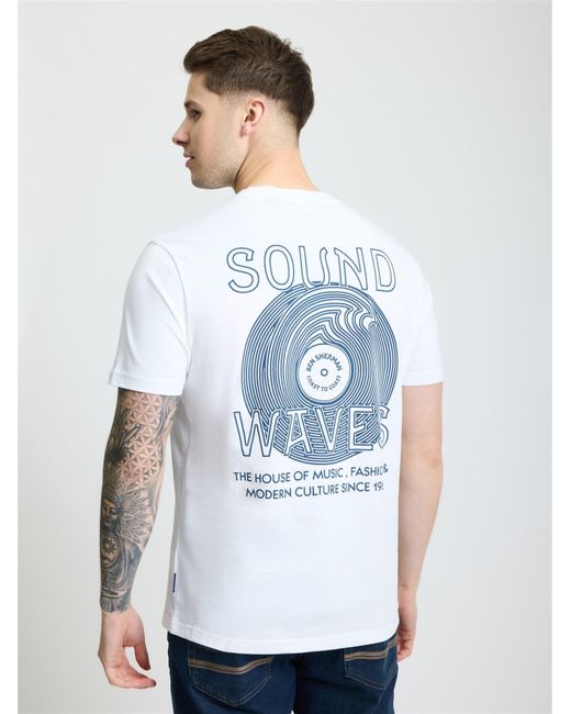 Ben Sherman Blue Ocean Record Tee In White for men