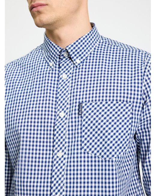 Ben Sherman Blue Long Sleeve Signature Gingham Shirt In for men