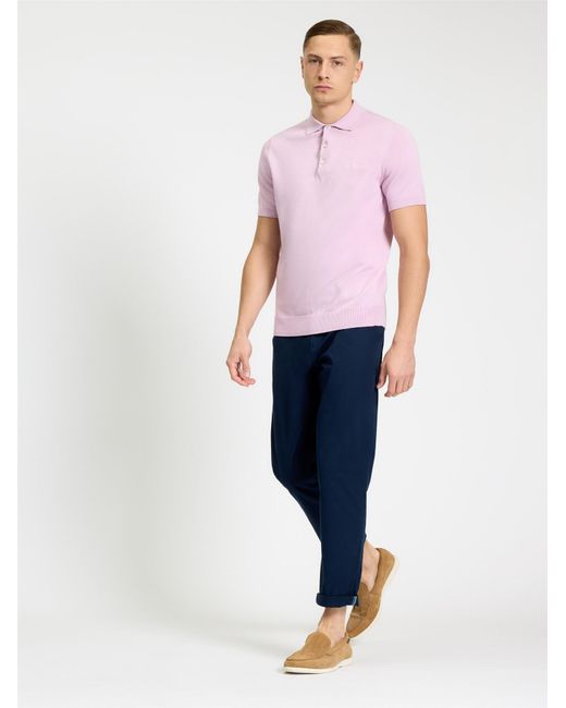 Ben Sherman White Signature Short Sleeve Polo In Lilac for men