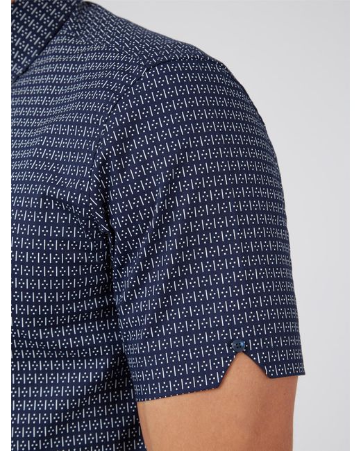 Ben Sherman Blue Spot Dash Print Shirt for men