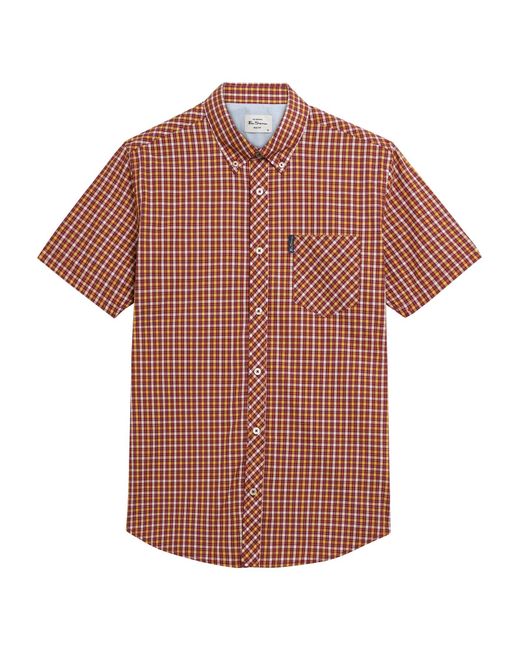 Ben Sherman Red Short Sleeve House Check Shirt In Cherry for men