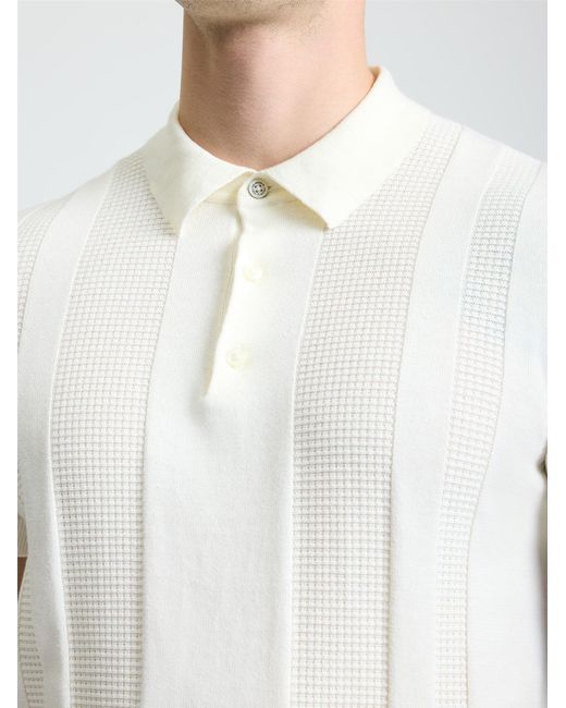 Ben Sherman White Short Sleeve Textured Polo In Ivory for men