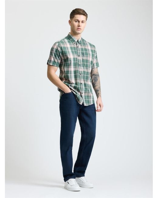 Ben Sherman Blue Short Sleeve Check Shirt In Deep Jungle for men