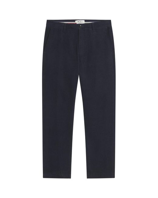 Ben Sherman Red Corduroy Taper Fit Trousers In Dark Navy for men