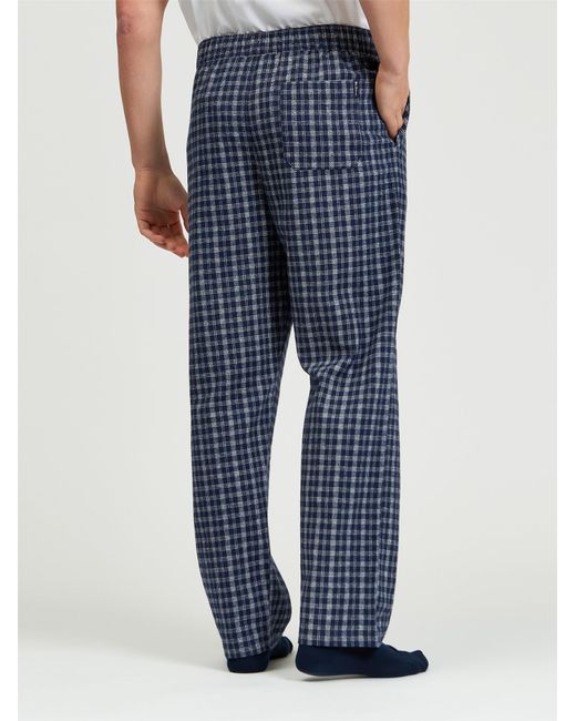 Ben Sherman Blue Brushed Linear Check Trouser In Marine for men