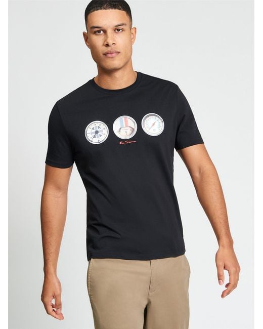 Ben Sherman Multicolor Short Sleeve Speed Tshirt In Black for men