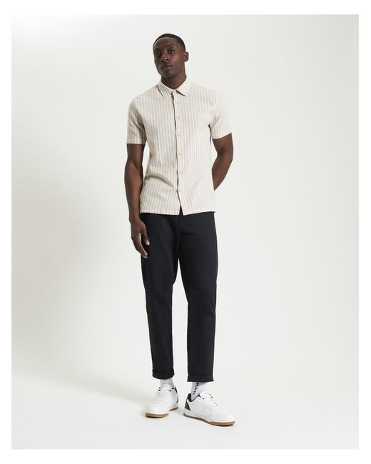 Ben Sherman Natural Short Sleeve Seersucker Stripe Shirt In for men