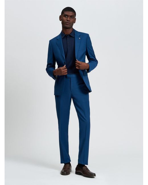Ben Sherman Signature Twill Trousers In Riviera Blue for men