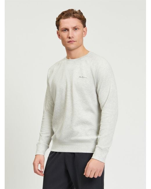 Ben Sherman White Long Sleeve Waffle Tee In Oatmeal for men