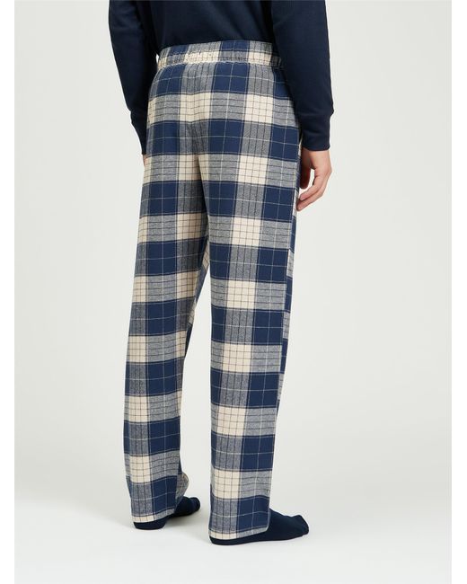Ben Sherman Blue Brushed Oversized Tartan Trouser In Mid Grey for men