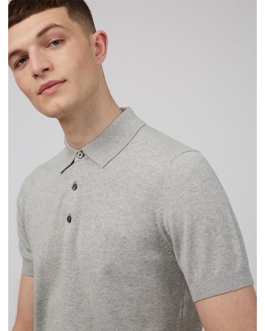 Ben Sherman Gray Signature Knitted Polo Shirt for men