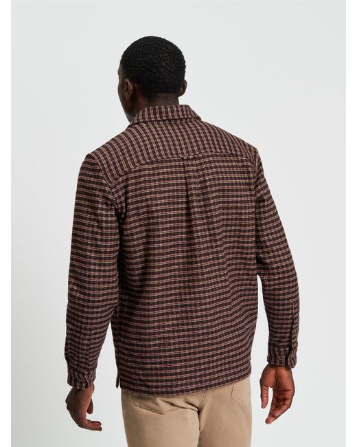 Ben Sherman Multicolor Puppytooth Overshirt In Bark for men