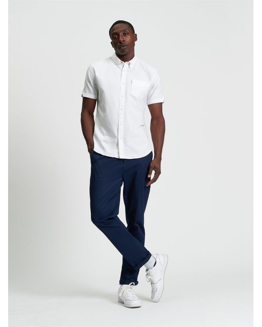 Ben Sherman White Short Sleeve Signature Oxford Shirt In for men