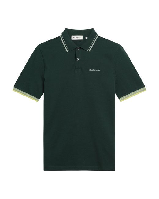 Ben Sherman Green Short Sleeve Signature Pique Polo In Forest for men