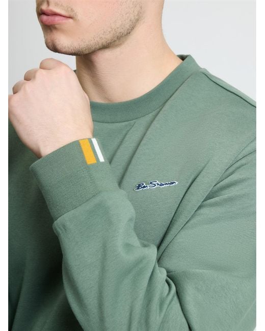 Ben Sherman Green Signature Crew Neck Sweat In Khaki for men