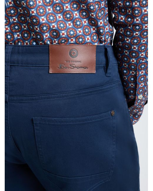 Ben Sherman Blue 5 Pocket Bedford Trousers In for men