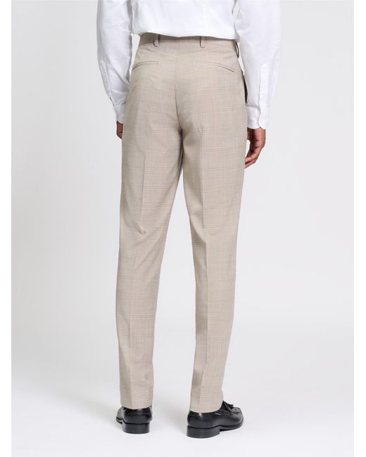 Ben Sherman Natural Tonal Wool Check Trousers In Light Brown for men