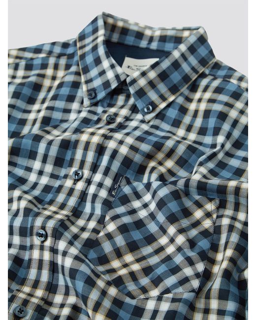 Ben Sherman Blue Gingham Overcheck Shirt for men