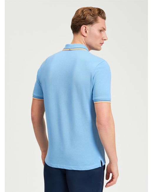Ben Sherman Short Sleeve Signature Pique Polo In Lake Blue for men