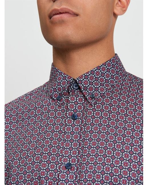 Ben Sherman Purple Foulard Print Shirt In for men