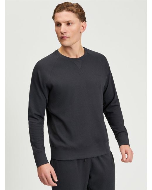 Ben Sherman Blue Long Sleeve Waffle Tee In Charcoal for men