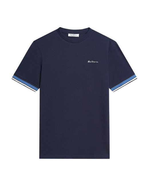 Ben Sherman Blue Short Sleeve Textured Tipped Tshirt In for men