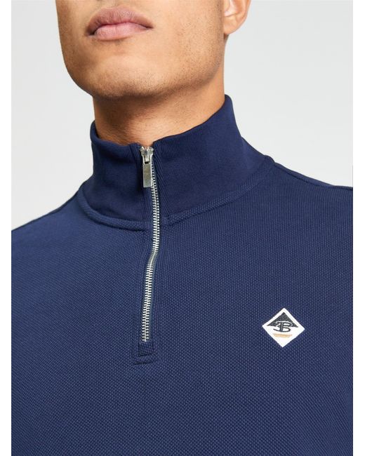 Ben Sherman Blue Textured Half Zip In for men