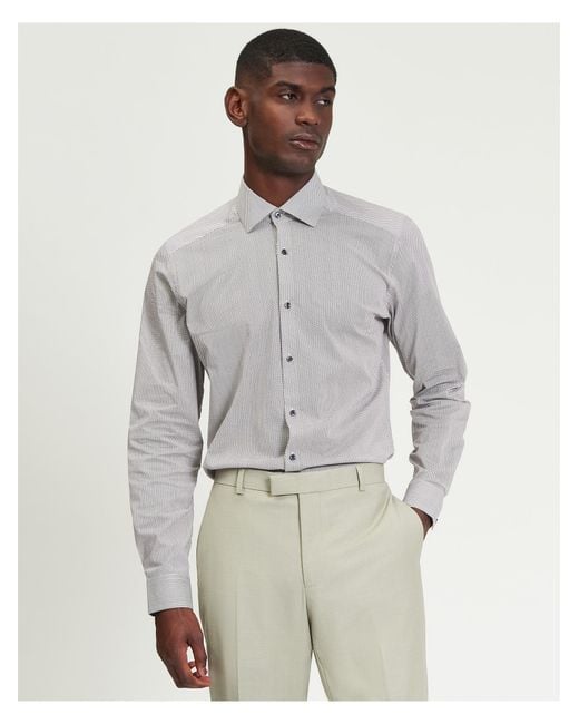 Ben Sherman Gray Mini Mod Geo Shirt In Tan for men