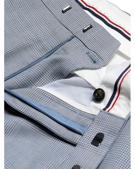 Ben Sherman Prince Of Wales Wool Check Trousers In Light Blue for men
