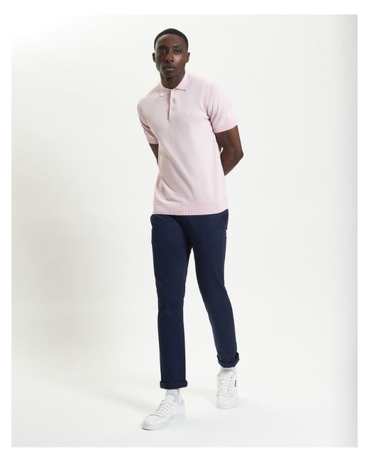 Ben Sherman Blue Short Sleeve Signature Knitted Polo for men