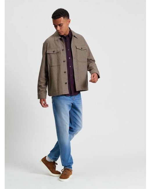 Ben Sherman Blue Check Jacket In Light Brown for men