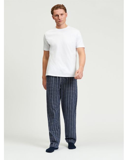 Ben Sherman Blue Brushed Linear Check Trouser In Marine for men